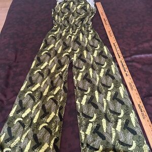 Green and Black Camouflage Jumpsuit with Textured Fabric